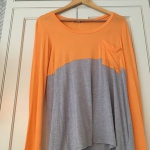 Orange and gray long sleeve shirt